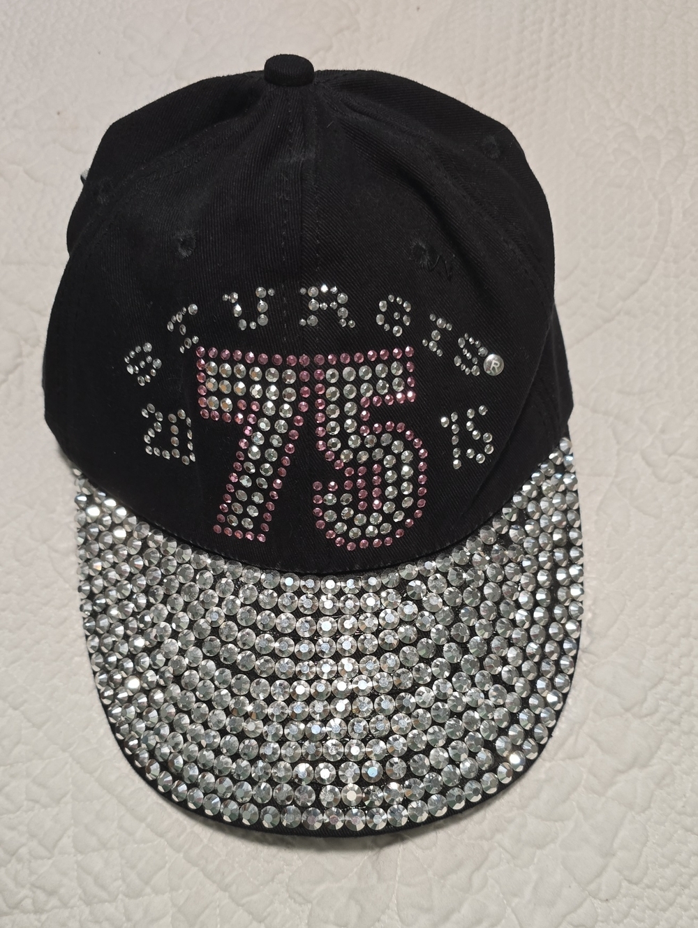 Embellished 75th Sturgis Rhinestone Adjustable Cap - Black